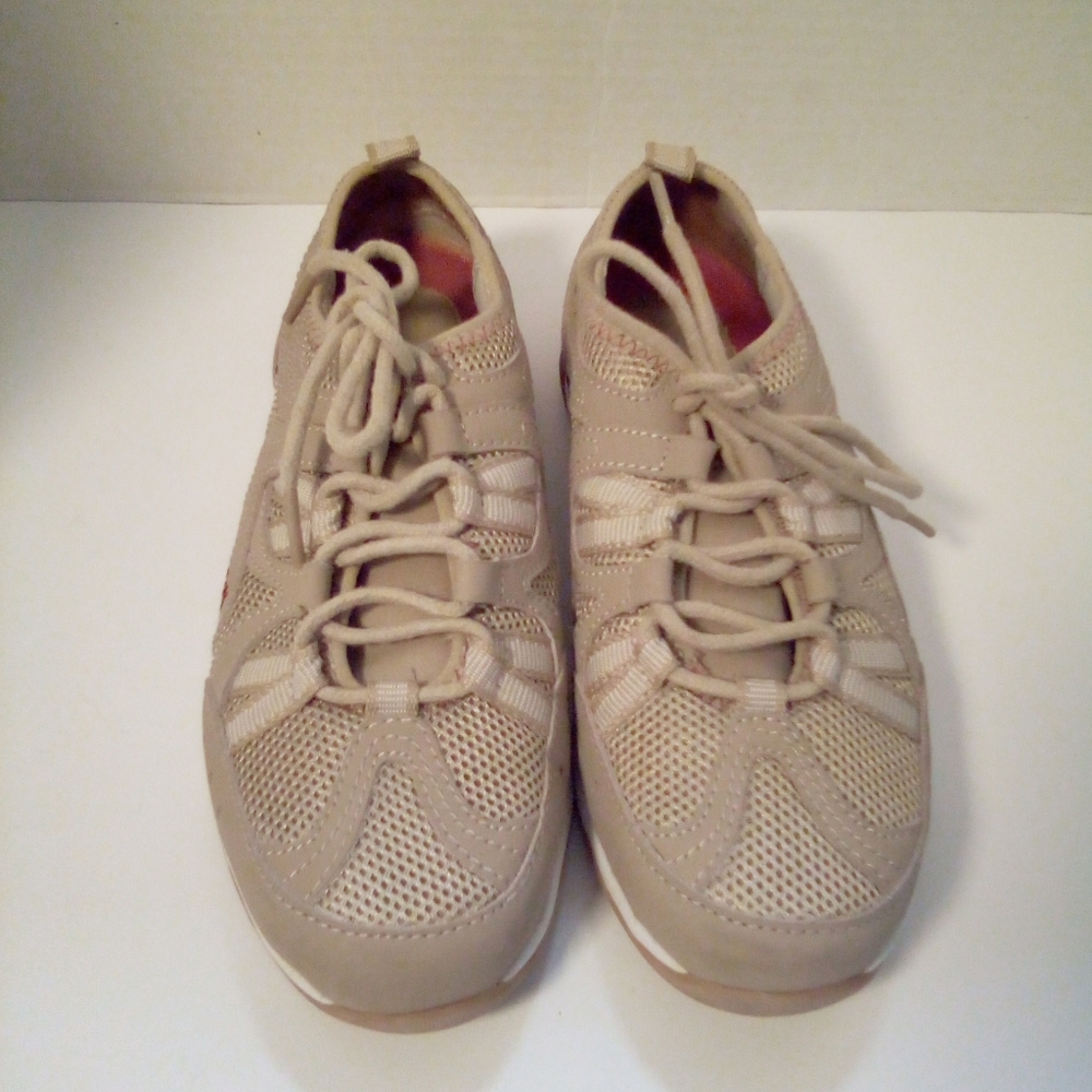 Ryka Womens Leather And Mesh Ghillie Tie Lace Up Sneakers Size 6 Tan Pre-owned